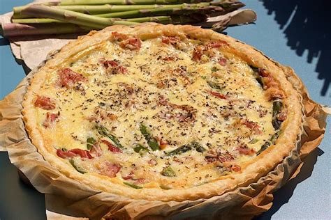 quiche met groene asperges en ham